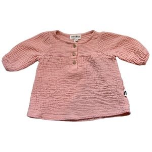 Rabbit + Bear peach baby top